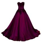 Black Lace Prom Dress with Purple Accents