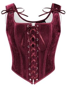 Red Lace Up Overbust Corset - Vintage Style