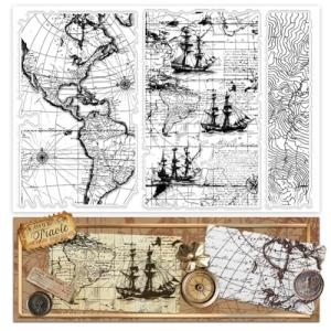 Vintage Global Map Clear Silicone Stamp Set
