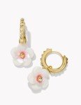 Kendra Scott | Deliah Convertible Gold Huggie Earrings in Iridescent Pink White 