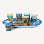 Memoritaly Handmade Painted Tray Venezia and Glasses City Set (6 pcs of glass) 