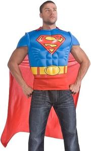 Superman Muscle Chest Top With Cape Fantasy Costume